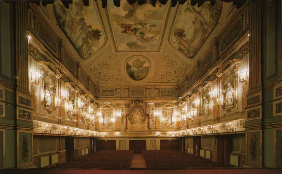 Paesaggio, 1950, decorazione soffitto (tondo lato palco reale) Teatrino di Corte, Palazzo  Reale